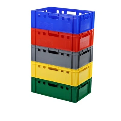LOGIPLAST 5 Stück Eurokasten E2 Metzgerkiste Lagerkiste Stapelkasten in versch. Farben