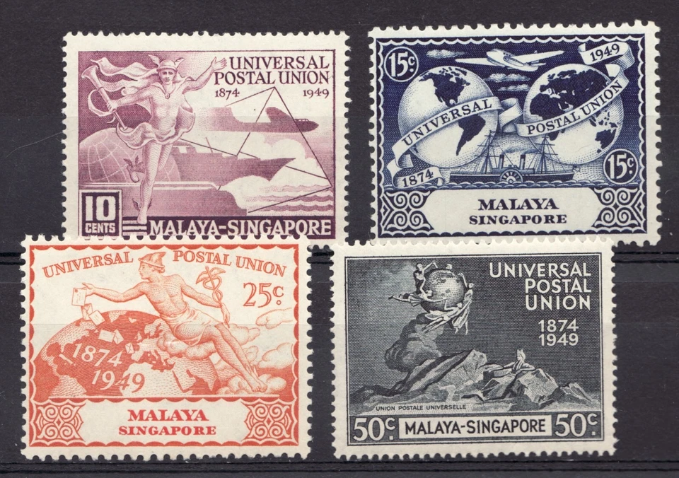Singapur Sc# 23-26 Unión Postal Universal 1949 - 75 aniversario UPU. MH Cv$19 Foto 1 de 1