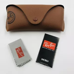 Ray Ban Sunglass CASE ONLY Brown Snap Flap Luxottica Classic Flip Cleaning Cloth - Picture 1 of 6