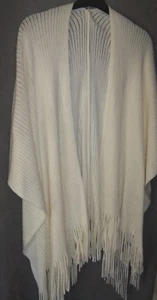 Tie Rack London Cream Wrap Around Shawl One Size - Cable Effect + Fringe - New - Picture 1 of 1