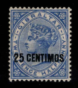 Gibraltar Scott 25 MH* surcharged stamp  - Picture 1 of 2