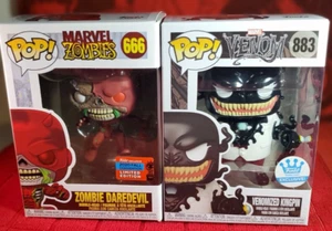 Funko Pop Marvel ZOMBIES - ZOMBIE DAREDEVIL #666 NYCC & VENOMIZED KINGPIN #883 - Picture 1 of 11