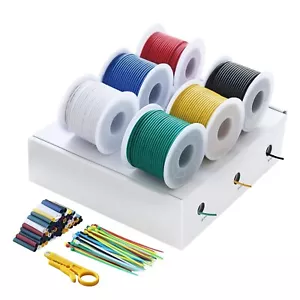 22.97 Feet Electrical Wire Cable 20 AWG Hook up Wire Kit Stranded Tinned Copper - Picture 1 of 8