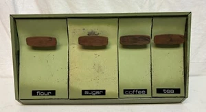 Vintage Krestline Distressed USA Metall Küche Organizer Kaffee Zucker Mehl Tee - Bild 1 von 12