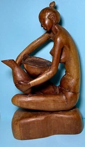 Louis Desire, Dominica, Vintage 9.75" Wood Carving, Graceful Nude Woman - Picture 1 of 4