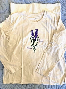Provence Market "LAVENDER" long sleeve t shirt * creme / off white* XL * New - Picture 1 of 4