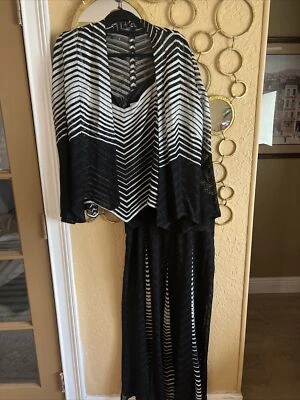 DE COLECCIÓN DAMIANOU Mujer 3 Piezas. Juego de Faldas.Negro/Plateado Metálico Años 80 Formal EE. UU.XL. Foto 1 de 4