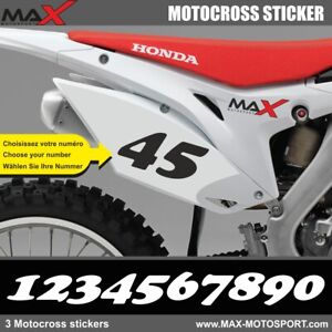 Sticker numéro de course noir HONDA type MX1 CRF 125 250 450 50 110 8002n