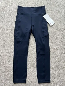 Lululemon Invigorate HR Crop 23” LW6BDVS TRNV True Navy Blue Size 4 Pockets New - Picture 1 of 7