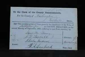 Maine: Meddybemps 1860 County Treasurer Votes STAMPLESS Cover, Washington Co - Imagen 1 de 4