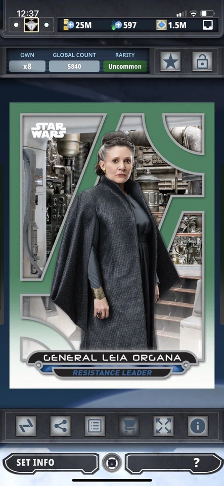 Topps Star Wars Digital Card Trader Green Galactic Files 2018 Base Leia Insert - Image 1 of 1