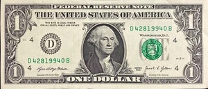 $1 Dollar Bill Birthday Note April 28, 1994 (4/28/1994) Serial Number D42819940B - Picture 1 of 4