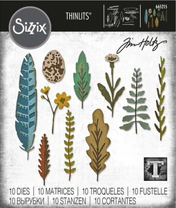 New Sizzix Thinlits Funky Nature 10PC #665215 Retail $24.99 by Tim Holtz - Picture 1 of 10