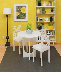 🥂MESA BLANCA 2 SILLAS comedor COCINA muñeca MUEBLES café escala 1/6 para BARBIE - Imagen 1 de 7