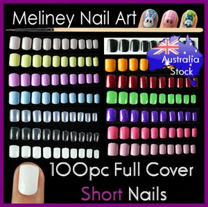 100 piezas Uñas Cortas Cubierta Completa Puntas Manicura Lindo Color Falso Arte Artificial - Imagen 1 de 28