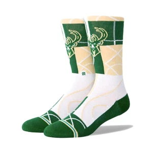 Stance Adult Green Crew Cotton NBA Basketball Milwaukee Bucks Zone Socks L 9-13 - Picture 1 of 1