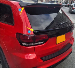 For 2013-2021 Jeep Grand Cherokee Glossy Black ABS Rear Mid+Roof Spoiler 2pcs - Picture 1 of 5