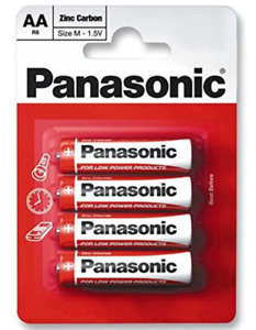 4 x AA Genuine PANASONIC Zinc Carbon Batteries - New R6 1.5V Expiry 2024