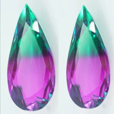 37.75 CT Good Looking Pear Cut BI-Multicolor Tourmaline Doublet Gemstone 2 Pcs - Image 1 of 4