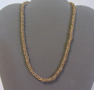 AVON SCHMUCK GOLD 17" HALSKETTE VERDREHTE KETTE MIT GOLDPERLEN KOSTÜMSCHMUCK - Bild 1 von 3