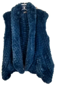 Stella & Lorenzo Women's Faux Fur Teal Vest Jacket Small S - Picture 1 of 6