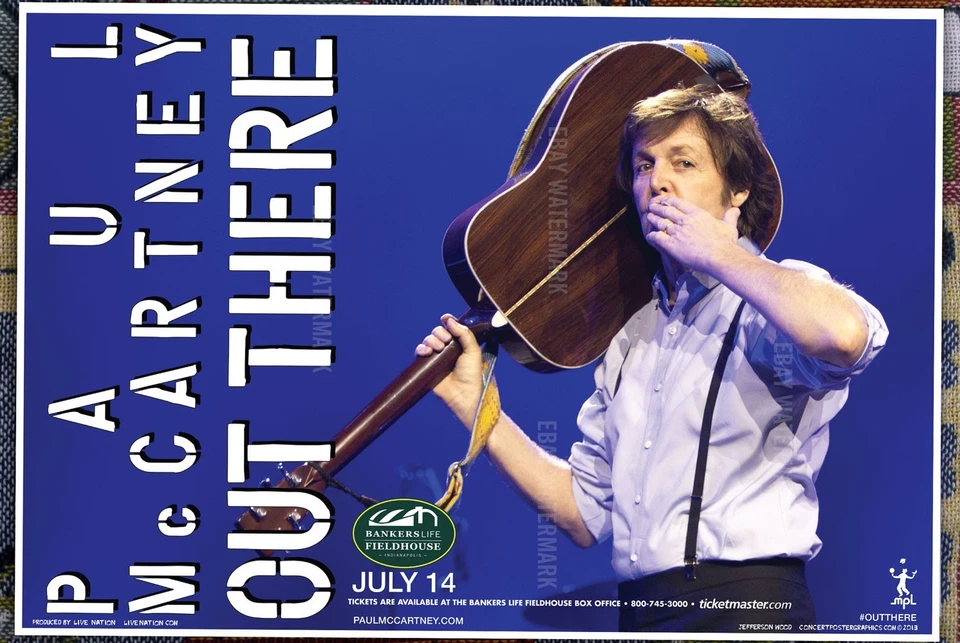 Póster de Paul McCartney 2013 Indianapolis Out There Tour raro Foto 1 de 1
