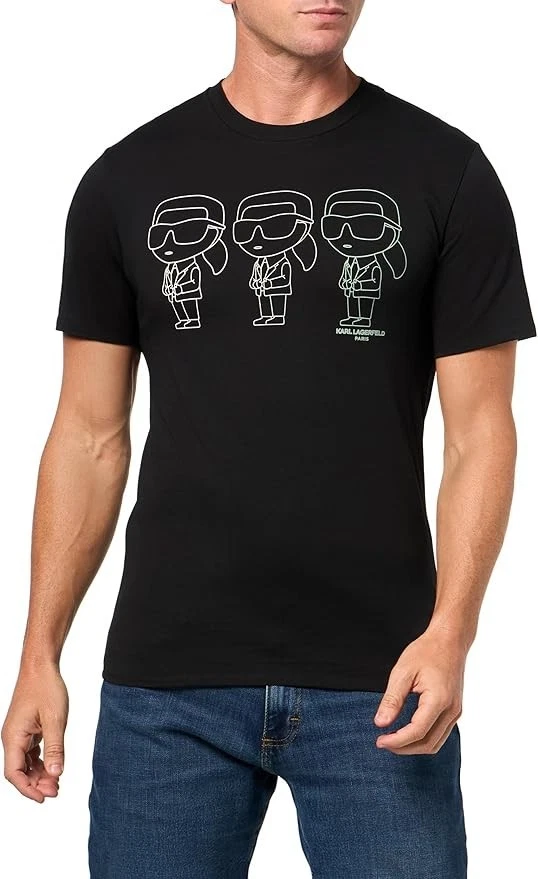 Camiseta Karl Lagerfeld Paris Para Hombre Negra Clásica Personaje Karl Cuello Redondo Talla S Foto 1 de 4