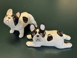 Französische Bulldogge Porzellan Figuren 2er Set schwarz-weiß - Bild 1 von 18