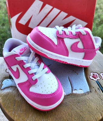 Nike Dunk Low "Laser Fuchsia" Girls' BRAND NEW Toddler 8C - Image 1 of 4