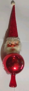 Bola de Navidad vintage con cabeza de Papá Noel alemana adorno rojo mercurio cara de plástico - Imagen 1 de 24
