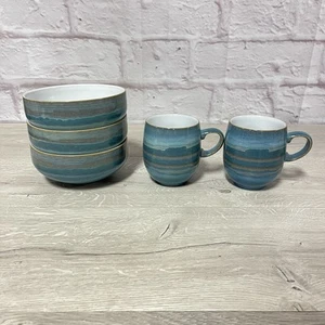 Denby AZURE COAST Coffee Cups Mugs & Bowls 5pc England - Picture 1 of 13