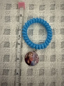 Disney Frozen Elsa And Anna Blue Spiral Elastic Hair Tie/Key Chain/Bracelet - Picture 1 of 4