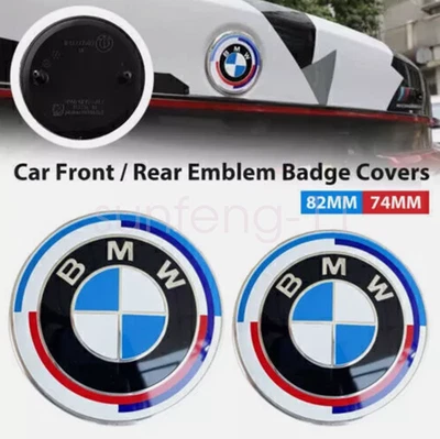 2PCS Front Hood Rear Trunk (82mm & 74mm) Badge Emblem For BMW 50th Anniversary — 第 1/4 张图片