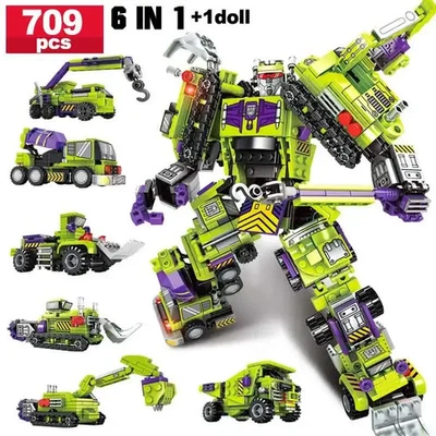 6 IN 1 Deformation Car Assembly Building Blocks Transformation Rotots Vehicle - Image 1 of 4