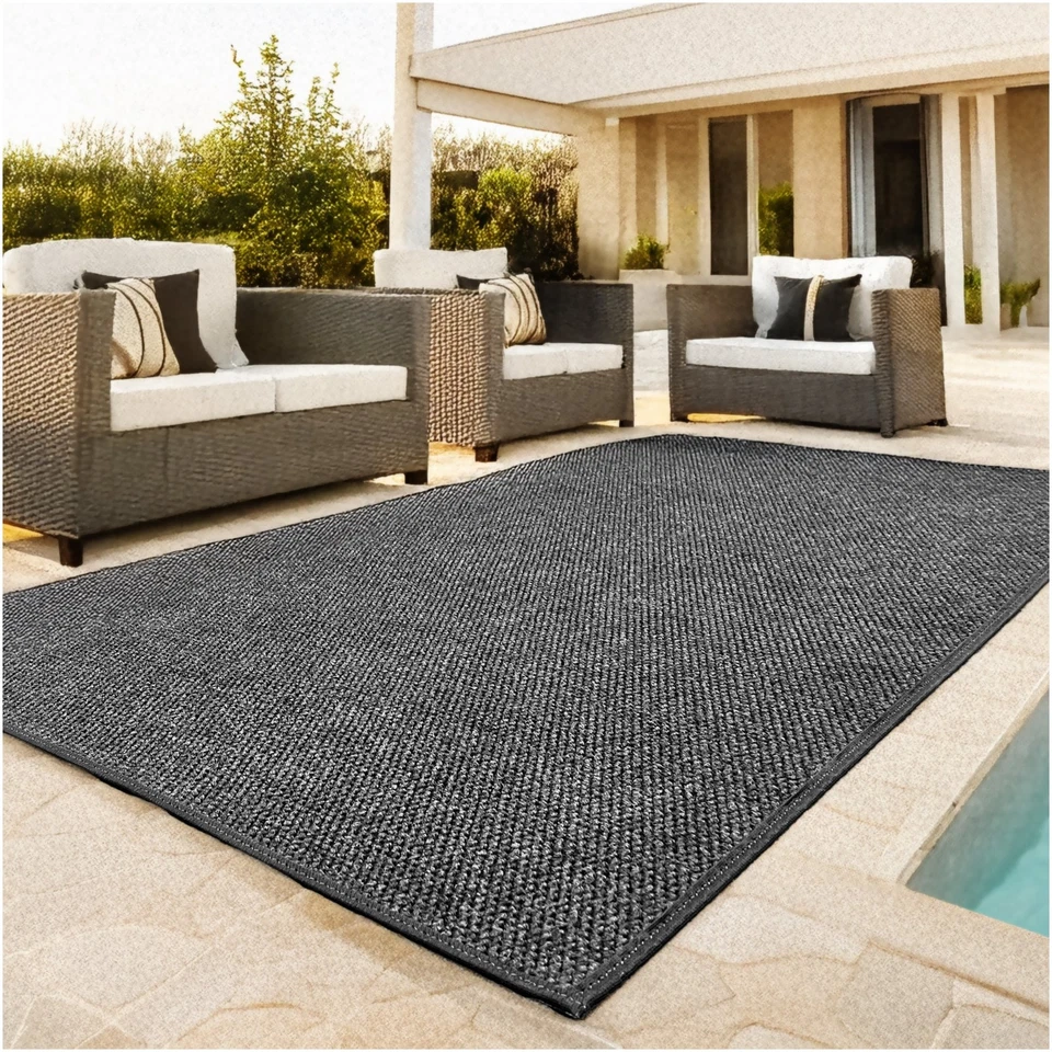 Koeckritz Hatteras Black Ice Indoor Outdoor Rug | Patios, Pools, Hallways, Decks - Image 1 of 4