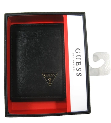 Guess Men's Front Pocket Wallet Magnetic Money Clip RFID Block Black - Image 1 of 4