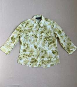 Jones New Button Up York Shirt Womens Petite Small GreenWhite Long Sleeve Collar - Picture 1 of 10