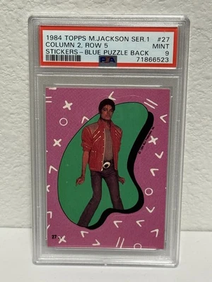1984 Topps - MICHAEL JACKSON - Blue Puzzle Sticker - King of Pop - Mint - PSA 9 - Image 1 of 3