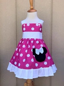 GIRLS DISNEY MINNIE MOUSE  HOT PINK JUMPER BIRTHDAY TODDLER DRESS  - Picture 1 of 2