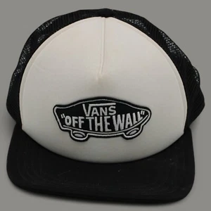 Vans "Off The Wall" Black & White Mesh Trucker Snapback Hat Adjustable - Picture 1 of 5