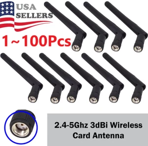 100X Antenne RP-SMA pour WiFi 2,4GHz/5Ghz Carte Routeur Sans Fil Broche Mâle Vente en Gros - Photo 1/12