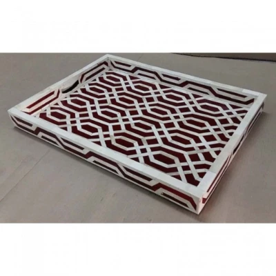 Handmade Bone Inlay Tray Decorative Serving Tray Beautifully Crafted Tray - Image 1 of 4