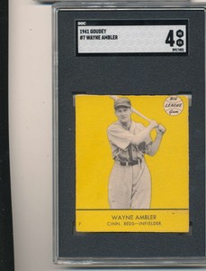 1941 Goudey #7 Wayne Ambler Reds trading card sgc 4 vg-ex bm