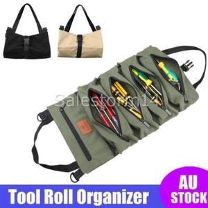Tool Roll Organizer Tool Roll Up Canvas Bag Tool Large Wrench Super Big Pouch AU - Picture 1 of 13