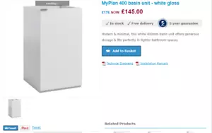 MyPlan glänzend arktisch weiß 400 mm x 450 mm Beckeneinheit mit Becken (Badewanne) UVP: 299 - Bild 1 von 5