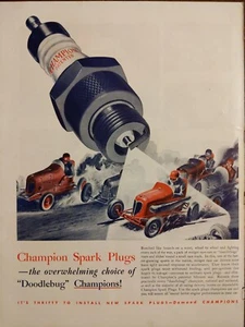 1939 vintage Champion spark plugs print ad, pre World War II advertisement  - Picture 1 of 1