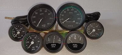 Smiths Kit 52mm Temp Oil Temp Amp Fuel Oil psi Speedo+Tacho 85 mm Black Bezel - Image 1 of 3
