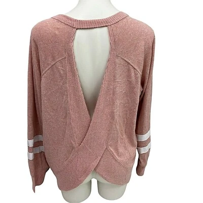 No Boundaries Top Womens Large (11-13) Open Back Varsity Pink Athleisure Comfy - Image 1 of 4