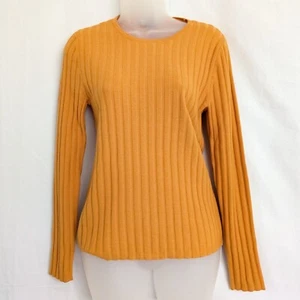 NEW Ann Taylor Size Small Orange Yellow Ribbed Long Sleeve Ribbed Knit Sweater - Picture 1 of 10