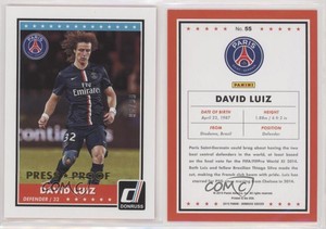 2015 Panini Donruss Press Proof Gold /99 David Luiz (Base) #55.1